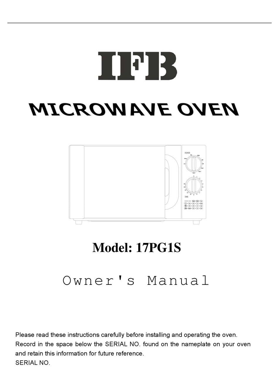 Ifb 17pg1s Owner S Manual Pdf Download Manualslib