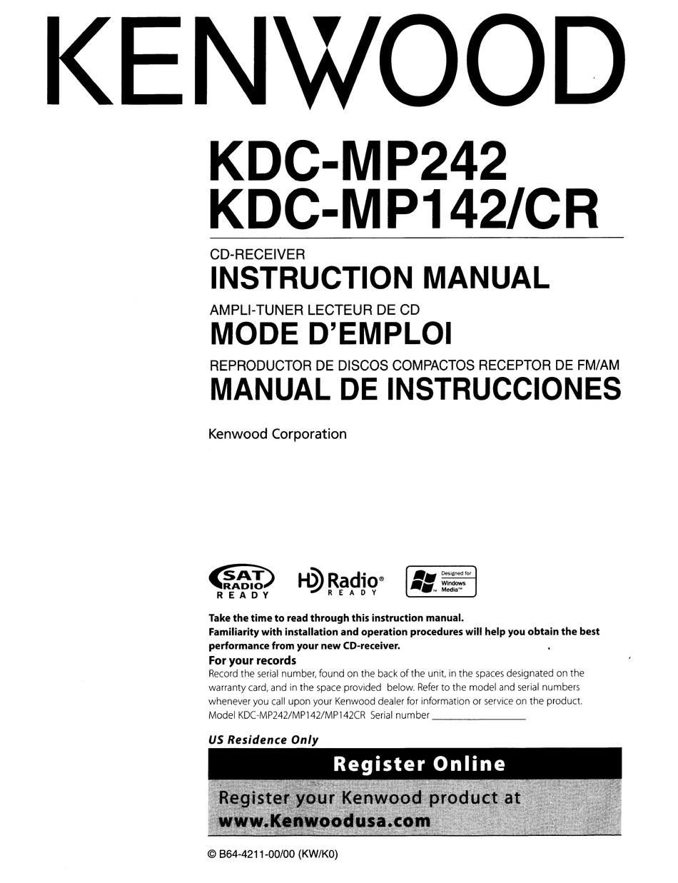 KENWOOD KDC-MP242 INSTRUCTION MANUAL Pdf Download | ManualsLib Kenwood KDC Hd548u Wiring-Diagram ManualsLib