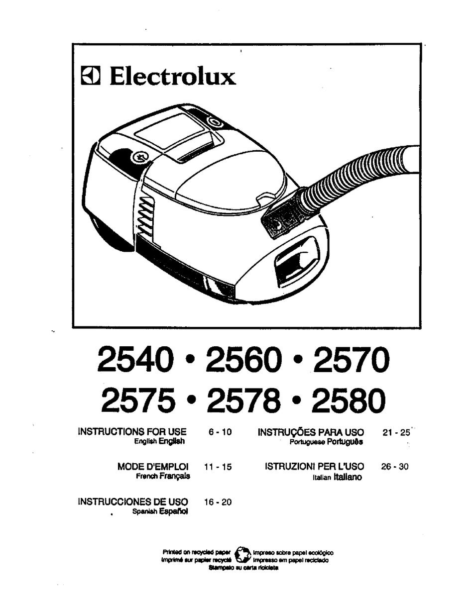 ELECTROLUX 2540 INSTRUCTIONS FOR USE 