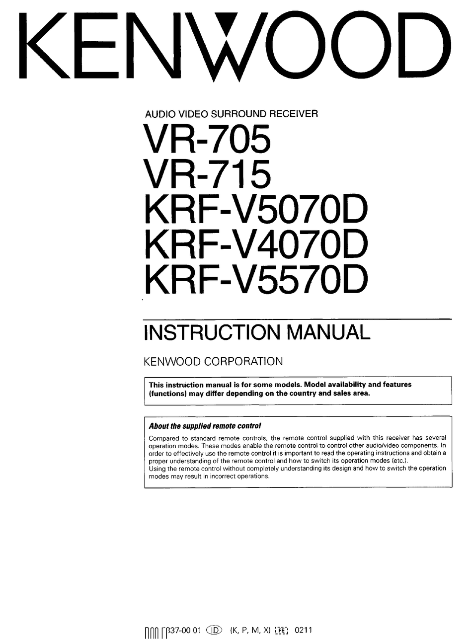 KENWOOD VR705 INSTRUCTION MANUAL Pdf Download ManualsLib