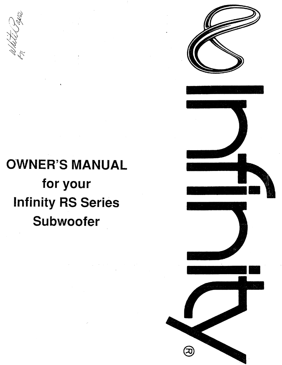 INFINITY RS SERIES OWNER'S MANUAL Pdf Download | ManualsLib