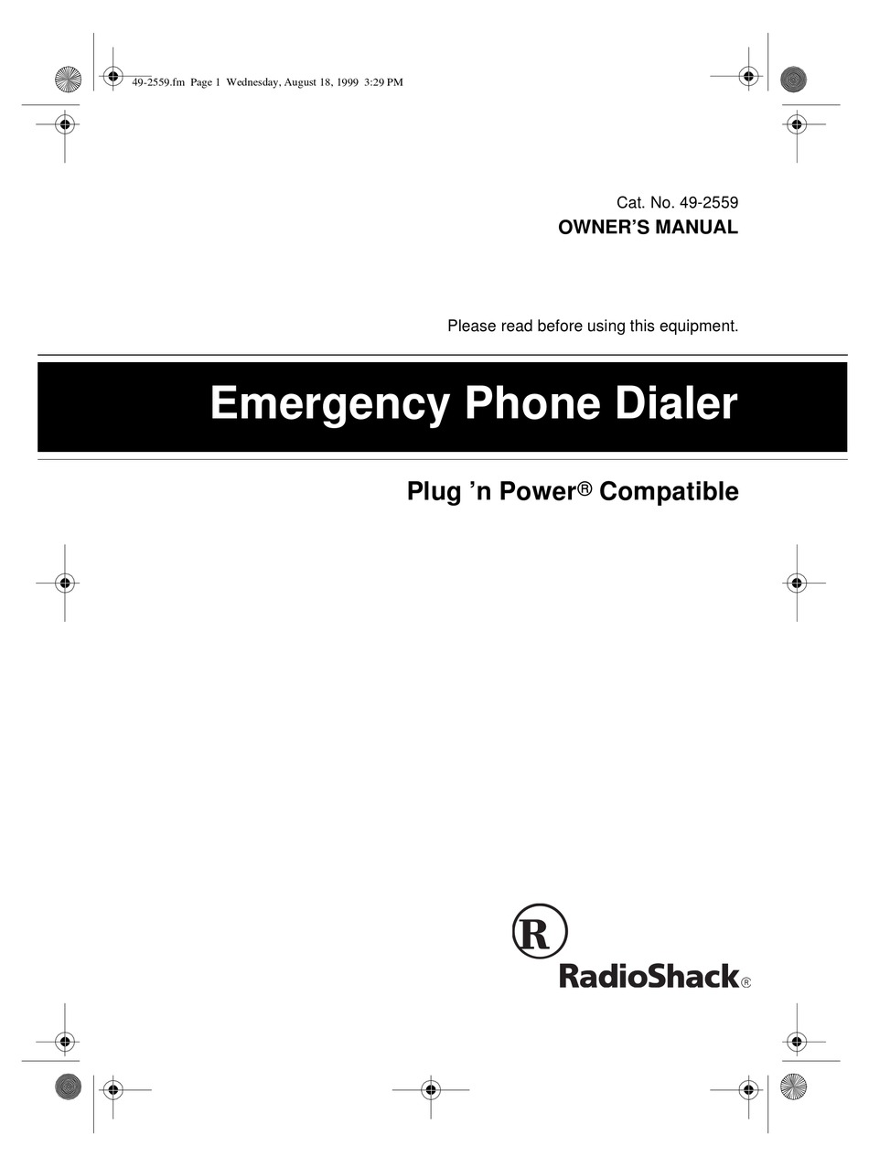 RADIO SHACK EMERGENCY PHONE DIALER OWNER