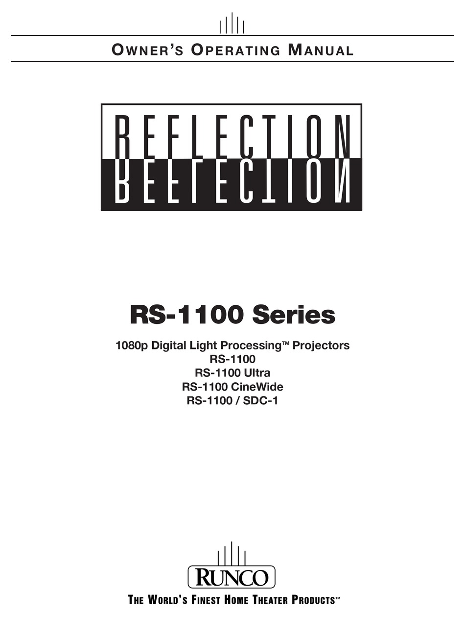 Runco Rs 1100 Cinewide Owners Operating Manual Pdf Download Manualslib 5534