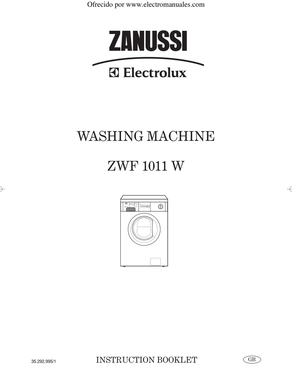 ZANUSSI ELECTROLUX ZWF 1011 W INSTRUCTION BOOKLET Pdf Download ManualsLib