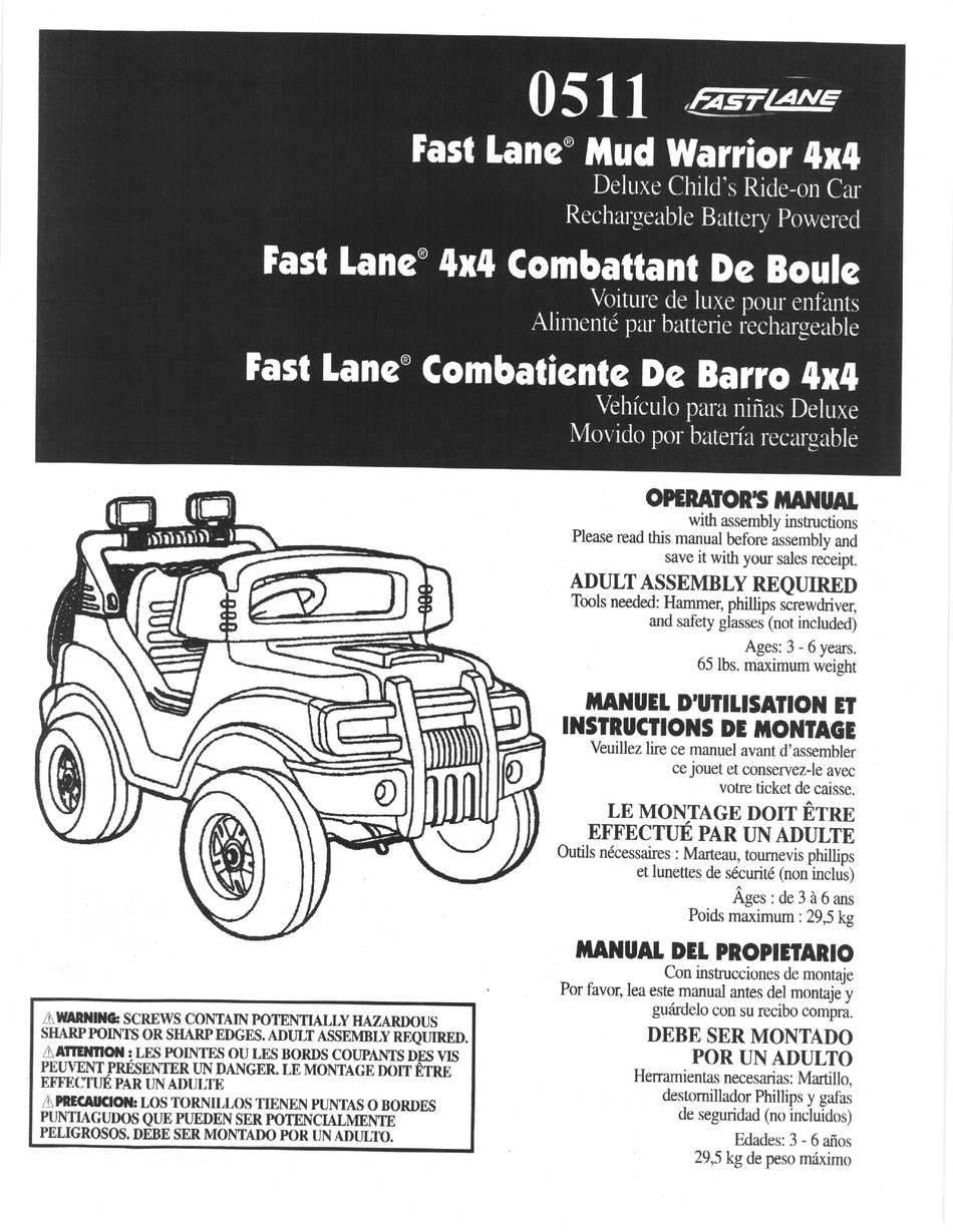 Fast Lane Mud Warrior 4x4 0511 Operator S Manual With Assembly Instructions Pdf Download Manualslib