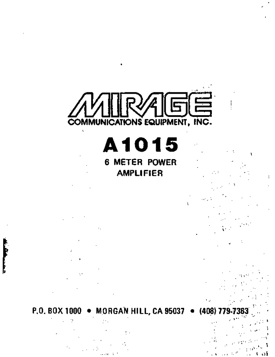 MIRAGE A1015 USER MANUAL Pdf Download | ManualsLib