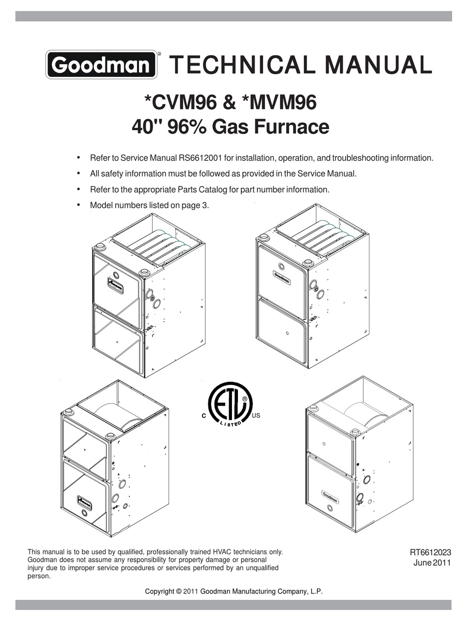 Goodman Cvm96 Series Technical Manual Pdf Download Manualslib