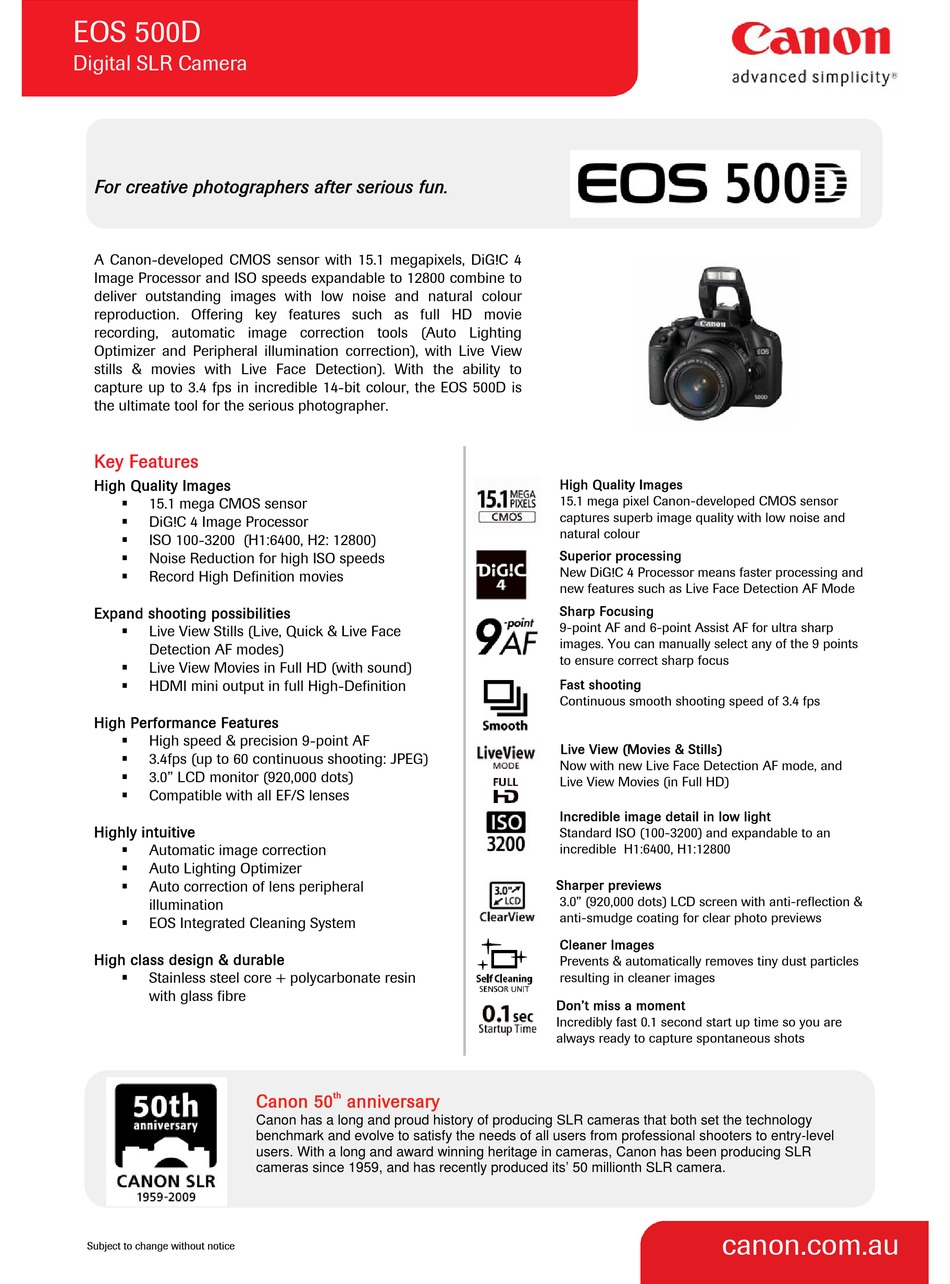 Camerarace  Canon EOS 500D - Review and technical sheet