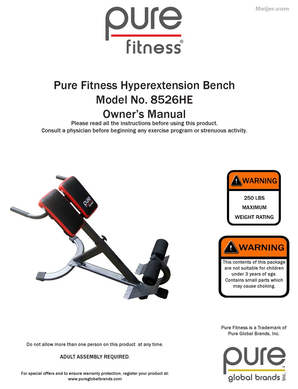 PURE FITNESS 8526HE OWNER'S MANUAL Pdf Download ManualsLib