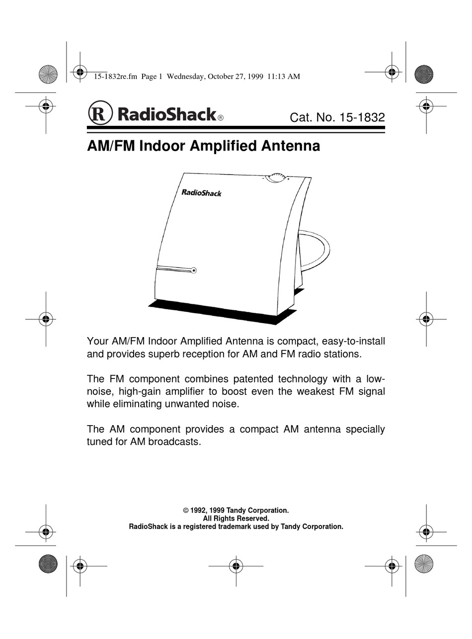 RADIO SHACK AM/FM INDOOR AMPLIFIED ANTENNA OWNER
