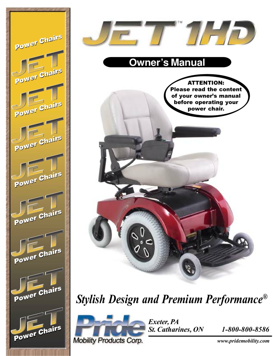 PRIDE MOBILITY JET 1HD OWNER'S MANUAL Pdf Download | ManualsLib