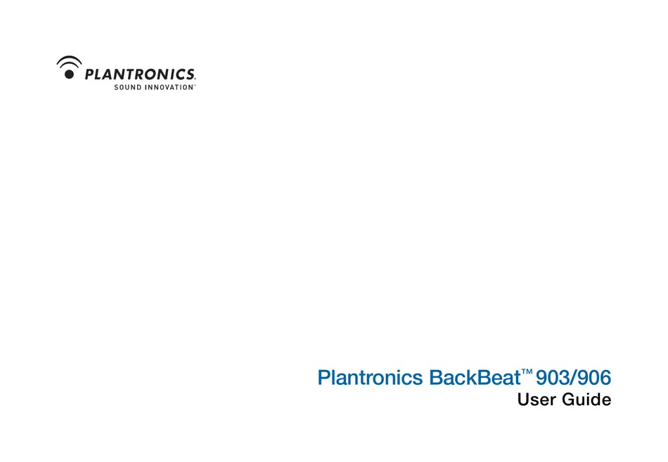 PLANTRONICS BACKBEAT 903 USER MANUAL Pdf Download ManualsLib