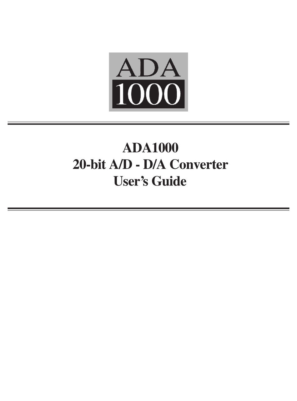 LUCID ADA1000 USER MANUAL Pdf Download | ManualsLib