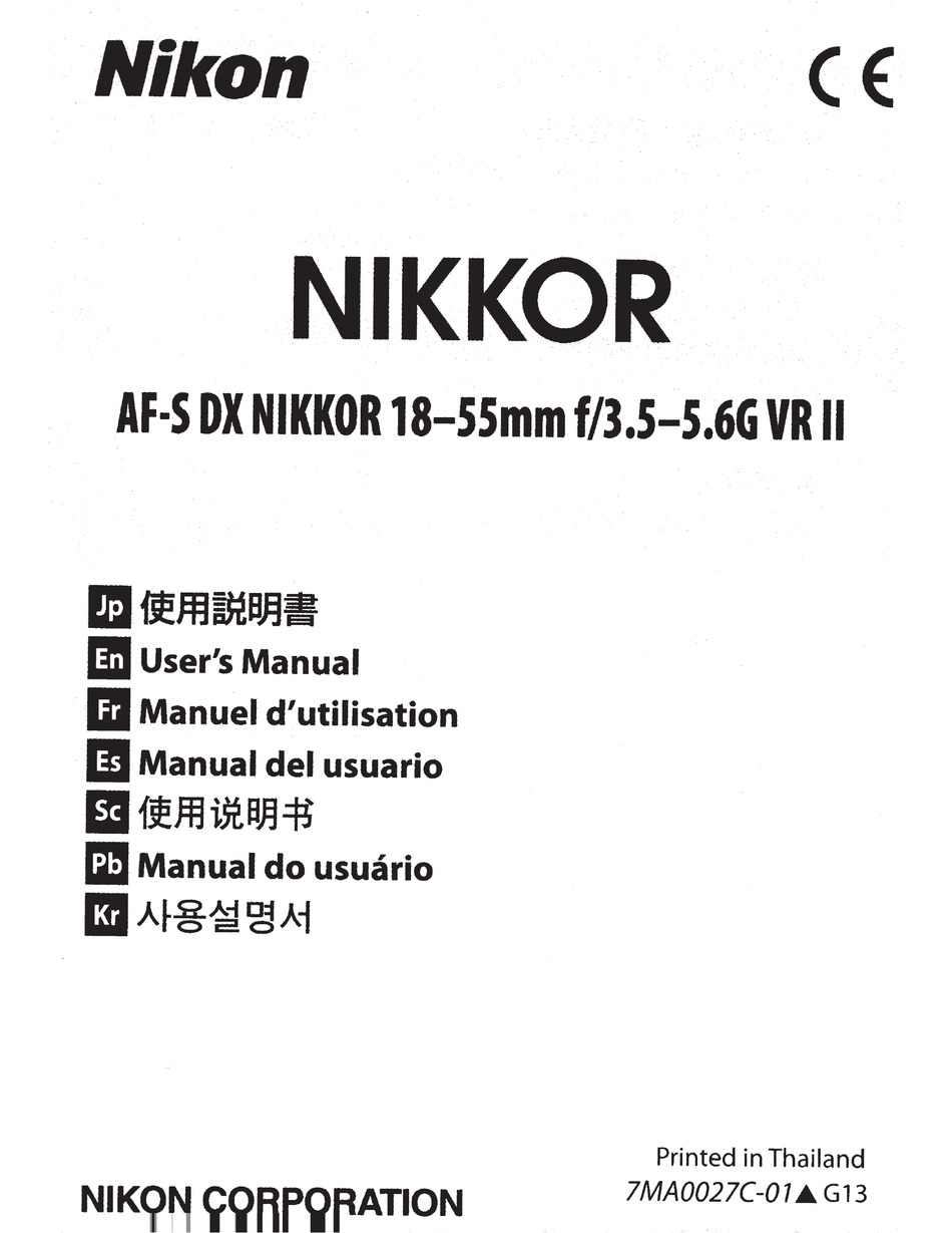 NIKON NIKKOR AF-S DX 18-55 USER MANUAL Pdf Download | ManualsLib