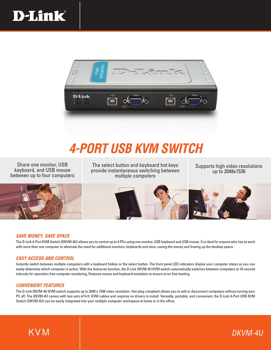 DKVM-4U 4-Port USB KVM Switch