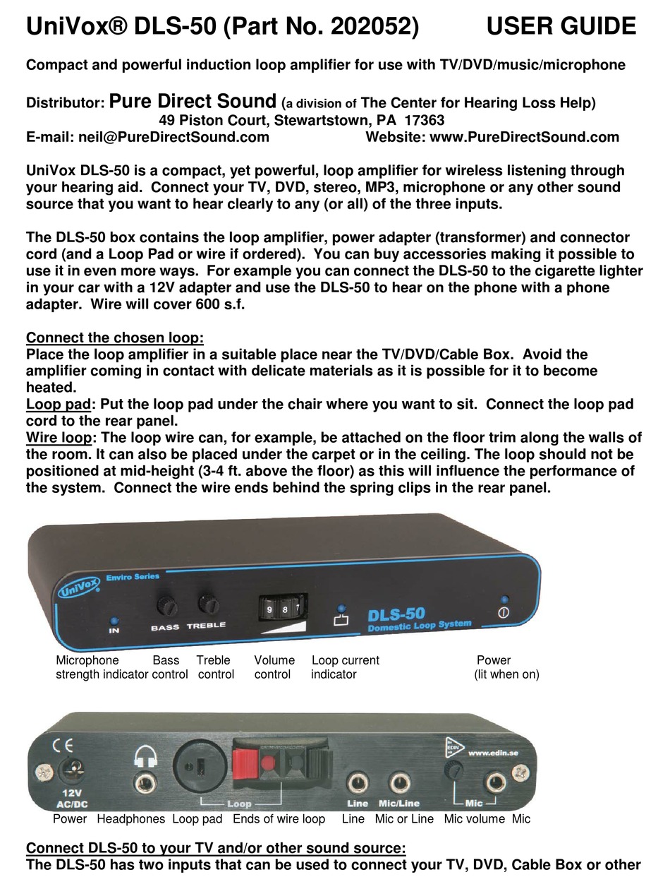 UNIVOX DLS50 USER MANUAL Pdf Download ManualsLib
