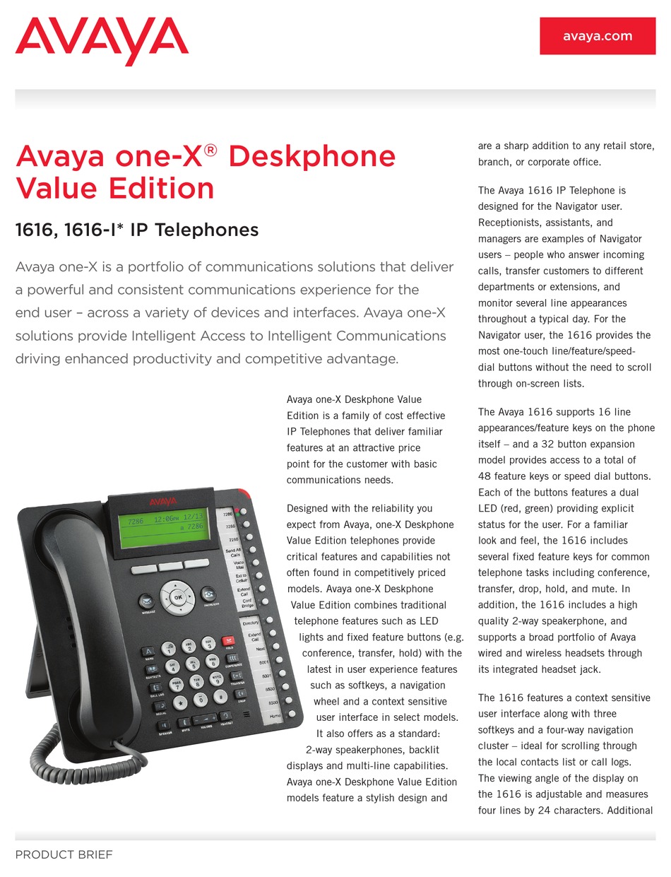 Key Features - Avaya 1616 Brochure [Page 2] | ManualsLib