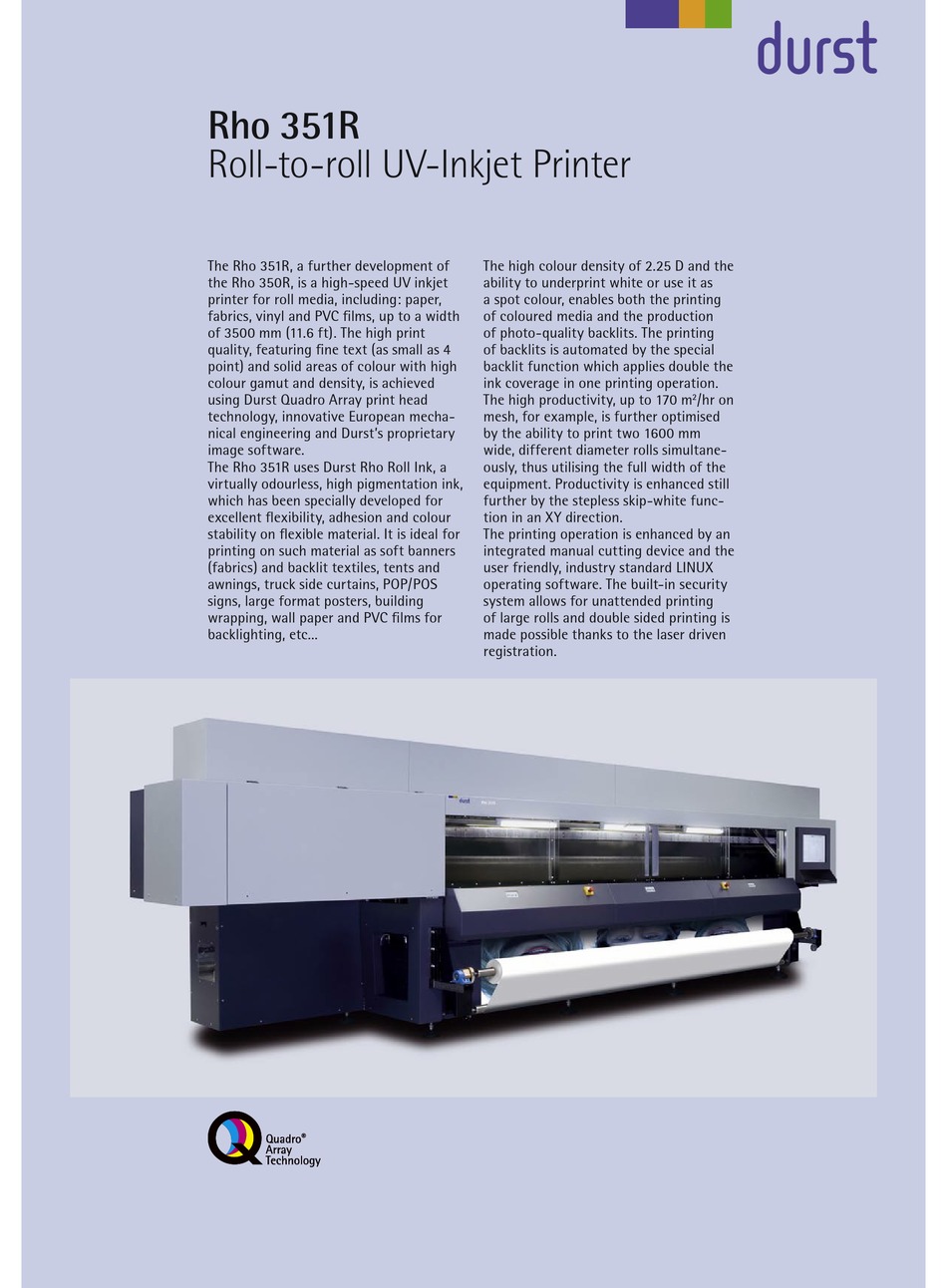 DURST RHO 351R BROCHURE \u0026 SPECS Pdf 