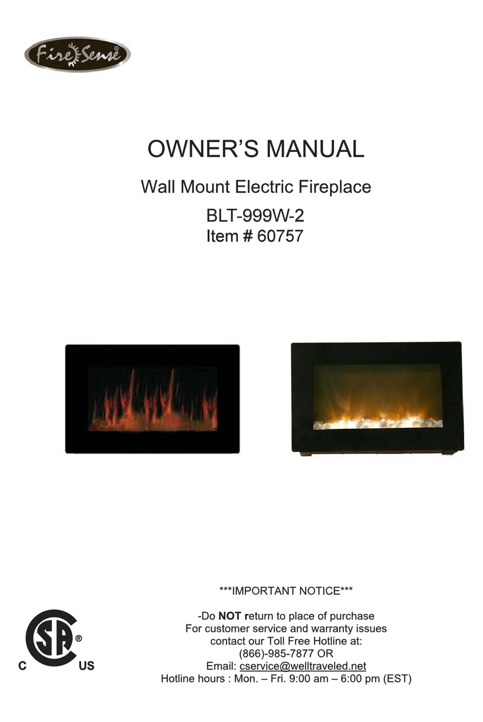 Fire Sense Blt 999w 2 Owner S Manual Pdf Download Manualslib