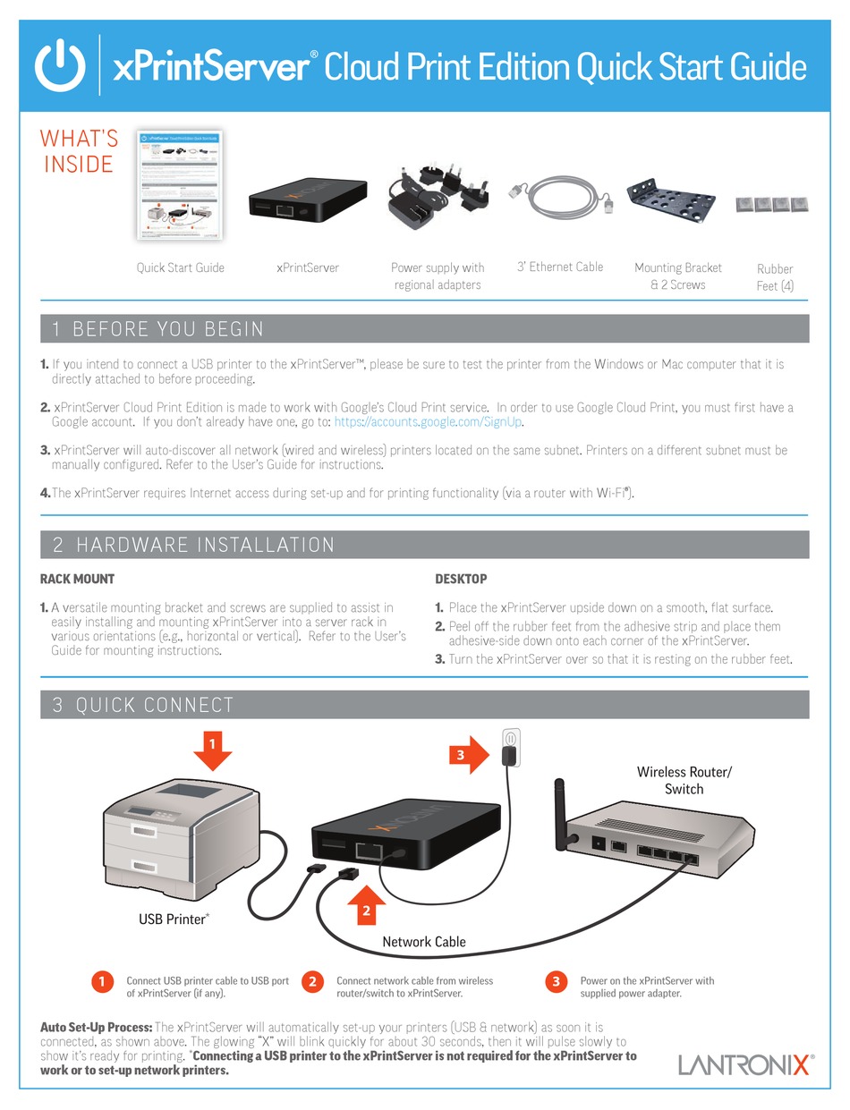 LANTRONIX XPRINTSERVER QUICK START MANUAL Pdf Download ManualsLib