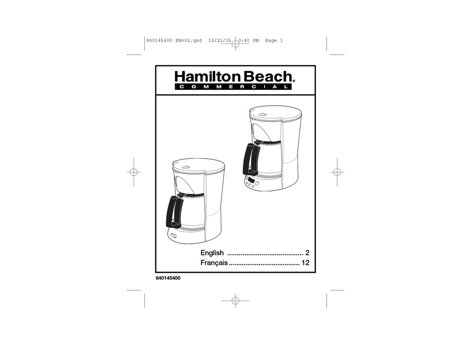 User manual Hamilton Beach The Scoop 47550 (English - 36 pages)