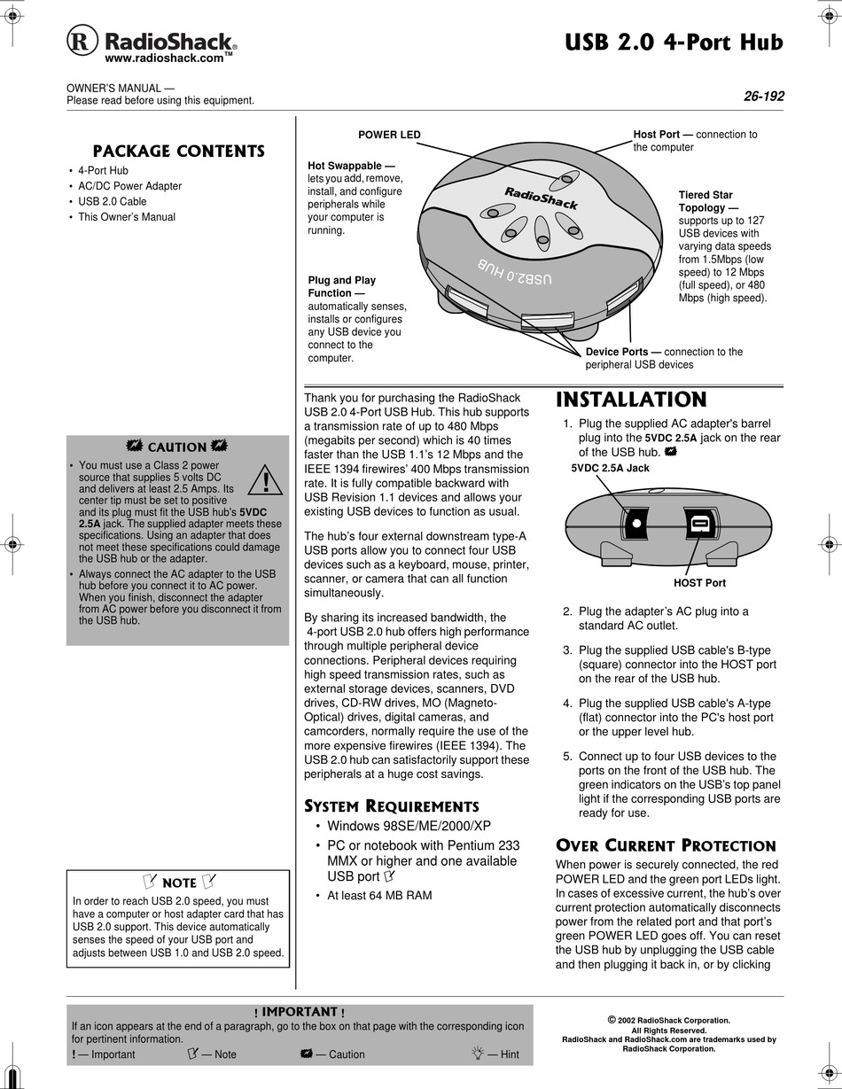 RADIO SHACK 26192 OWNER'S MANUAL Pdf Download ManualsLib