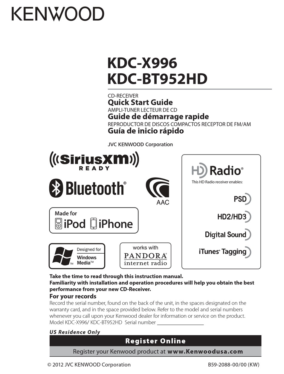 KENWOOD KDC-X996 QUICK START MANUAL Pdf Download | ManualsLib