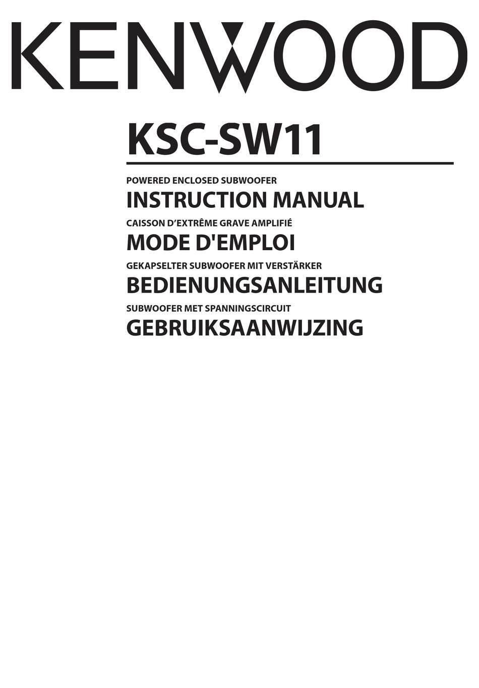 Kenwood Ksc Sw11 Instruction Manual Pdf Download Manualslib