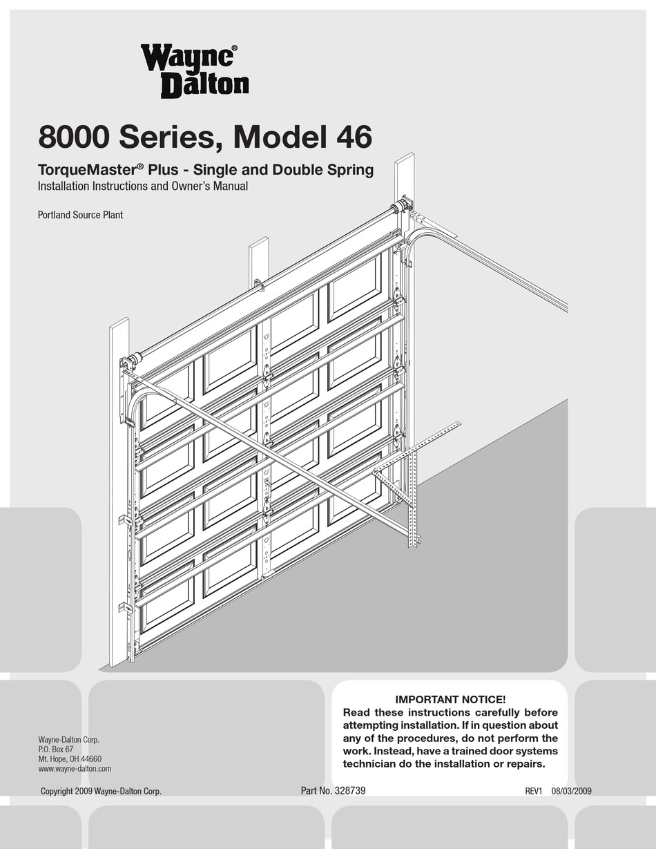 Wayne Dalton 8000 Series Installation, How To Adjust A Wayne Dalton Garage Door