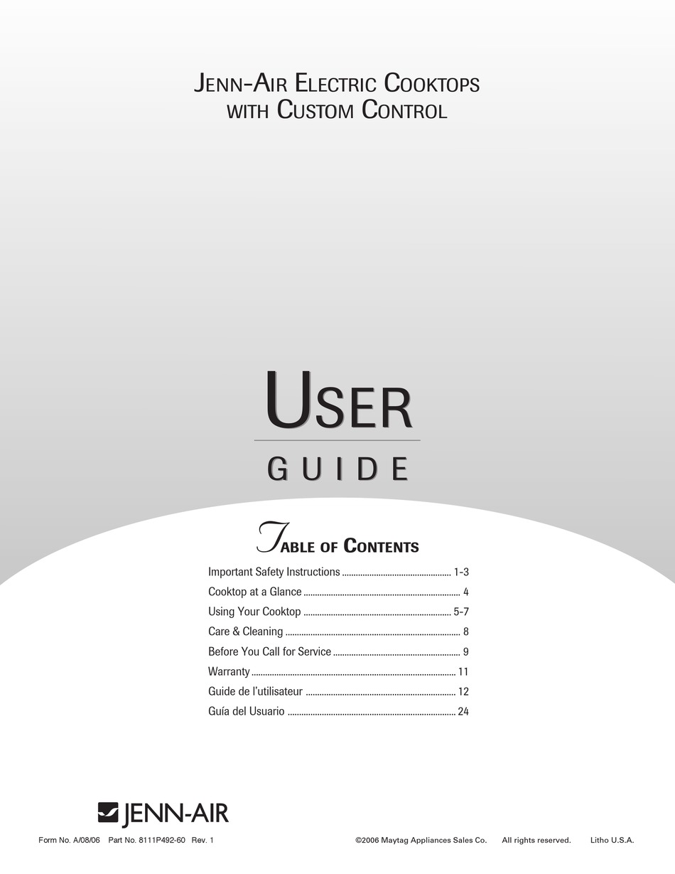 JENNAIR ELECTRIC COOKTOPS WITH CUSTOM CONTROL USER MANUAL Pdf Download ManualsLib