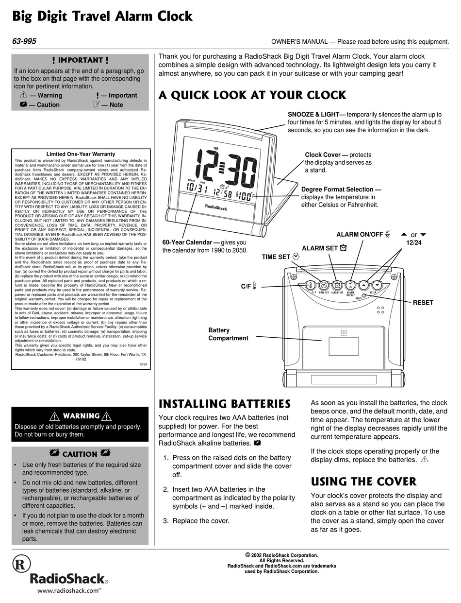 RADIO SHACK 63-995 OWNER'S MANUAL Pdf Download | ManualsLib