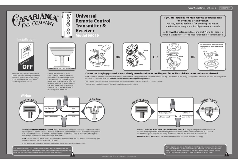 Casablanca Fan Remote 99019 Manual - Best Fan In Thestylishnomad.Com