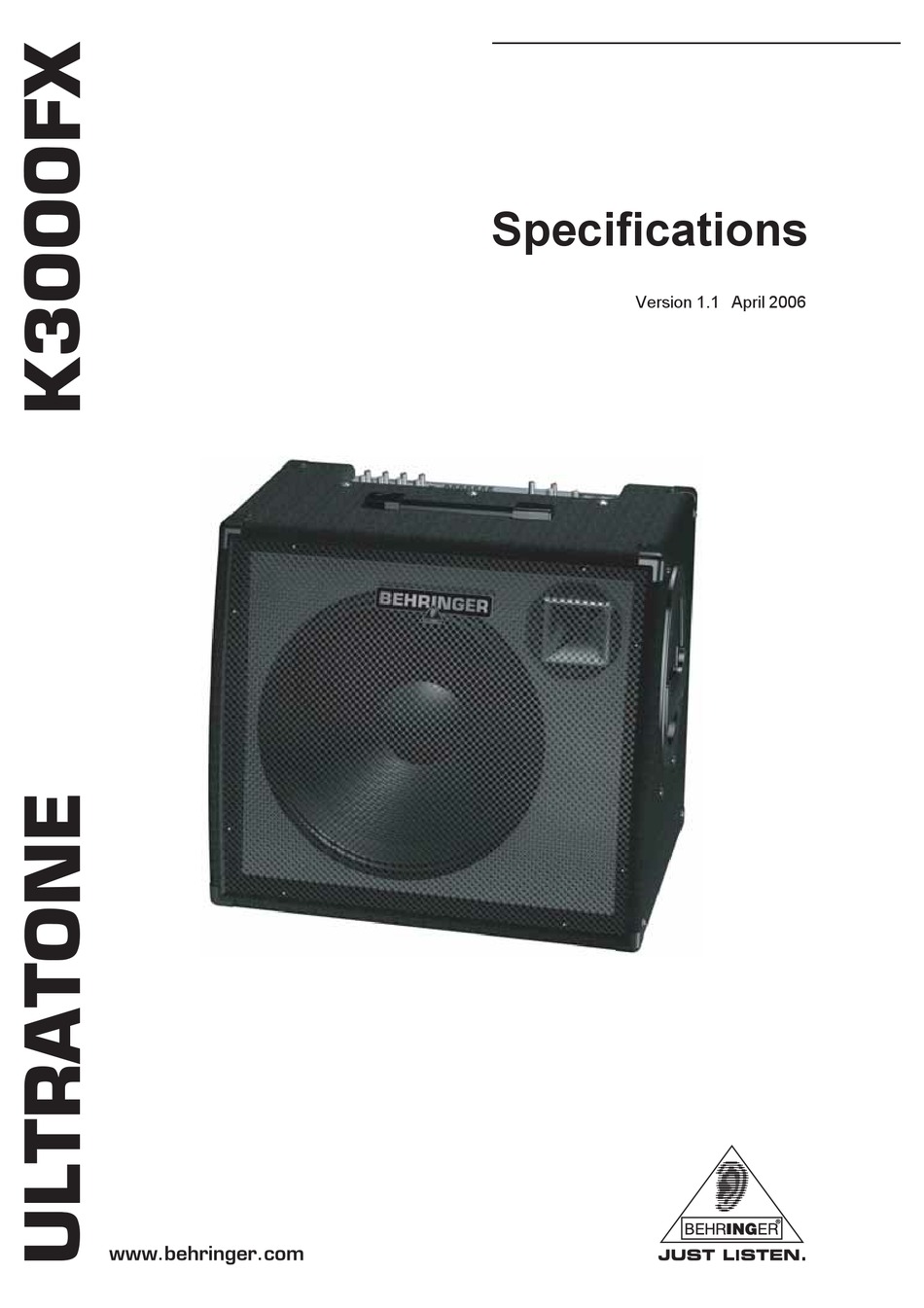 BEHRINGER ULTRATONE K3000FX SPECIFICATIONS Pdf Download ManualsLib