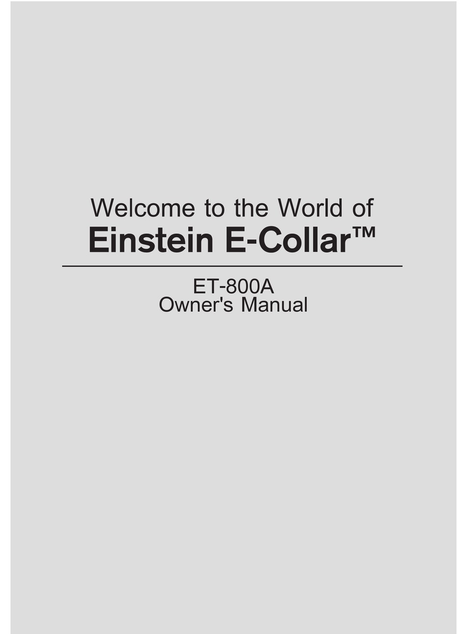 EINSTEIN ECOLLAR ET800A OWNER'S MANUAL Pdf Download ManualsLib