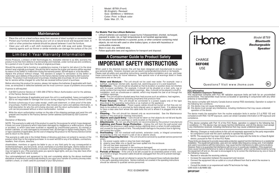 IHOME IBT69 QUICK MANUAL Pdf Download ManualsLib