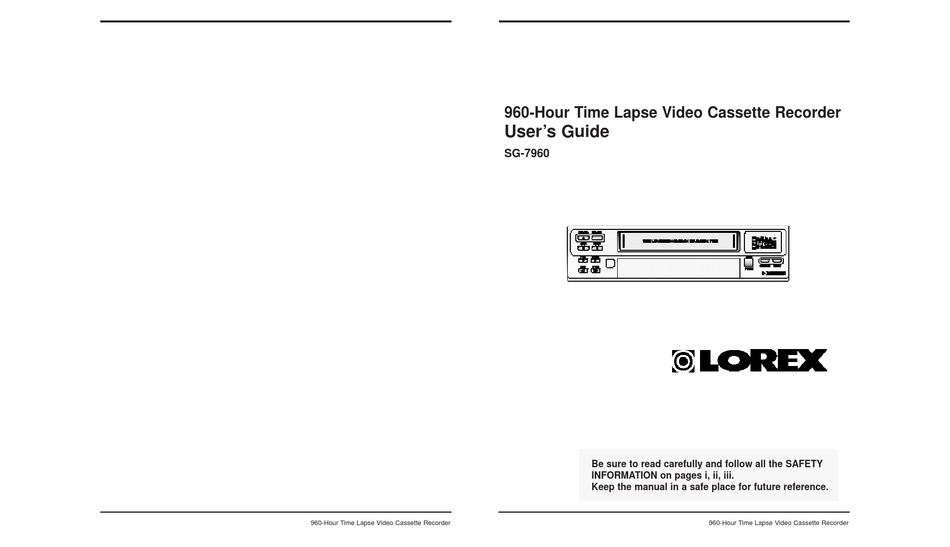 LOREX SG-7960 USER MANUAL Pdf Download | ManualsLib