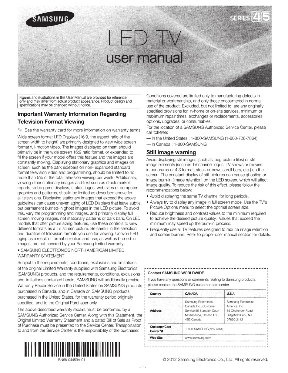 SAMSUNG 4 SERIES USER MANUAL Pdf Download | ManualsLib