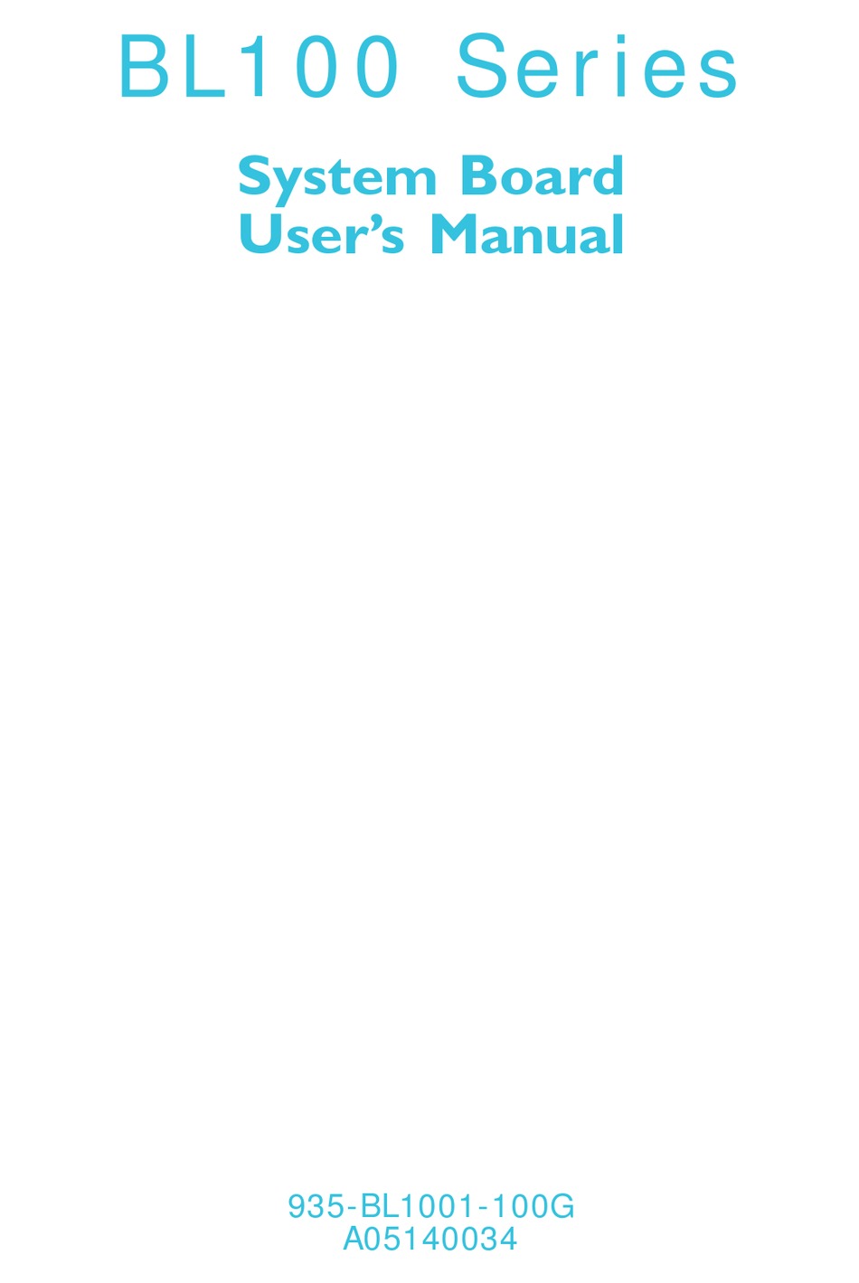DFI BL100 SERIES USER MANUAL Pdf Download ManualsLib