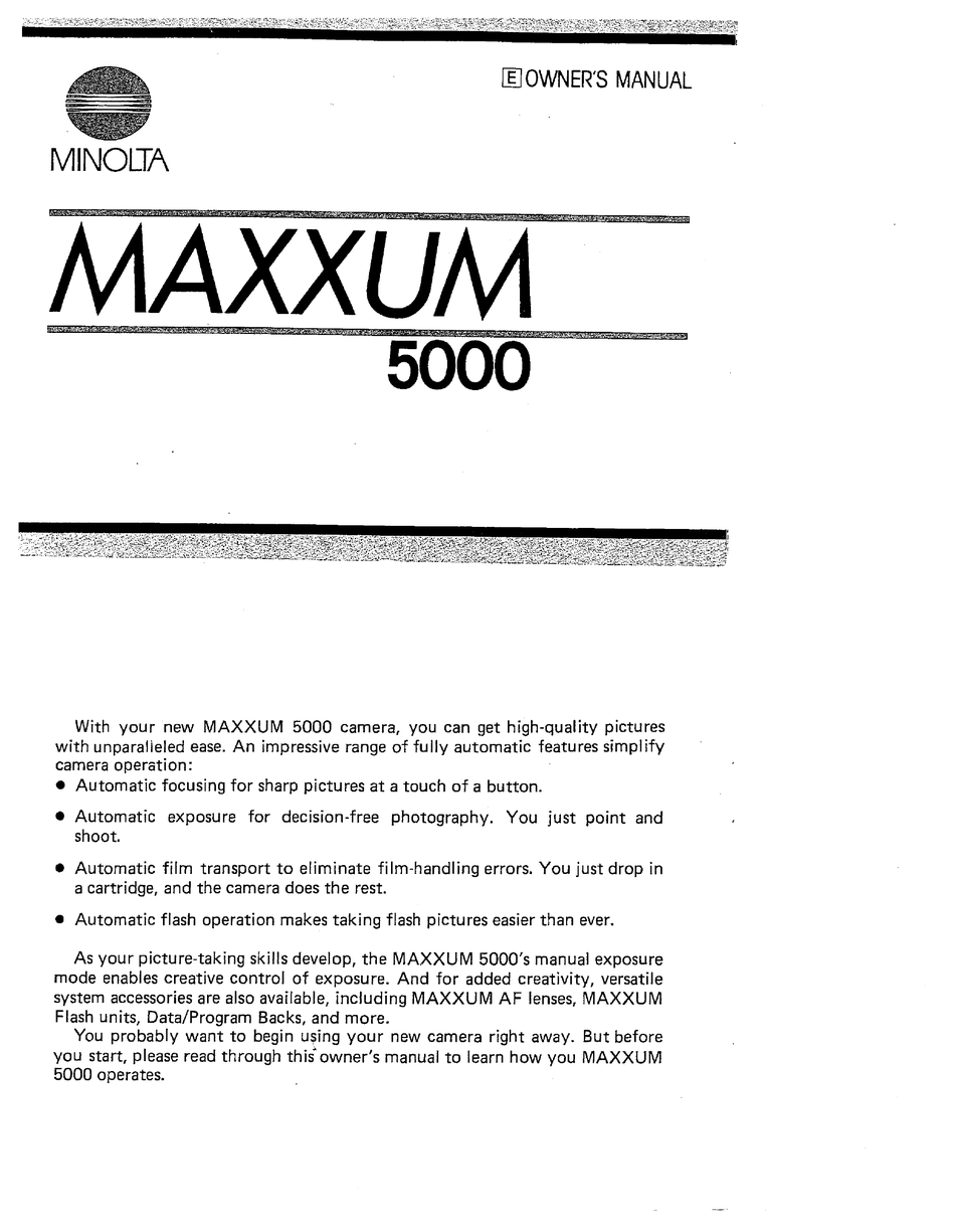 Minolta Maxxum 5000 Instruction Manual 
