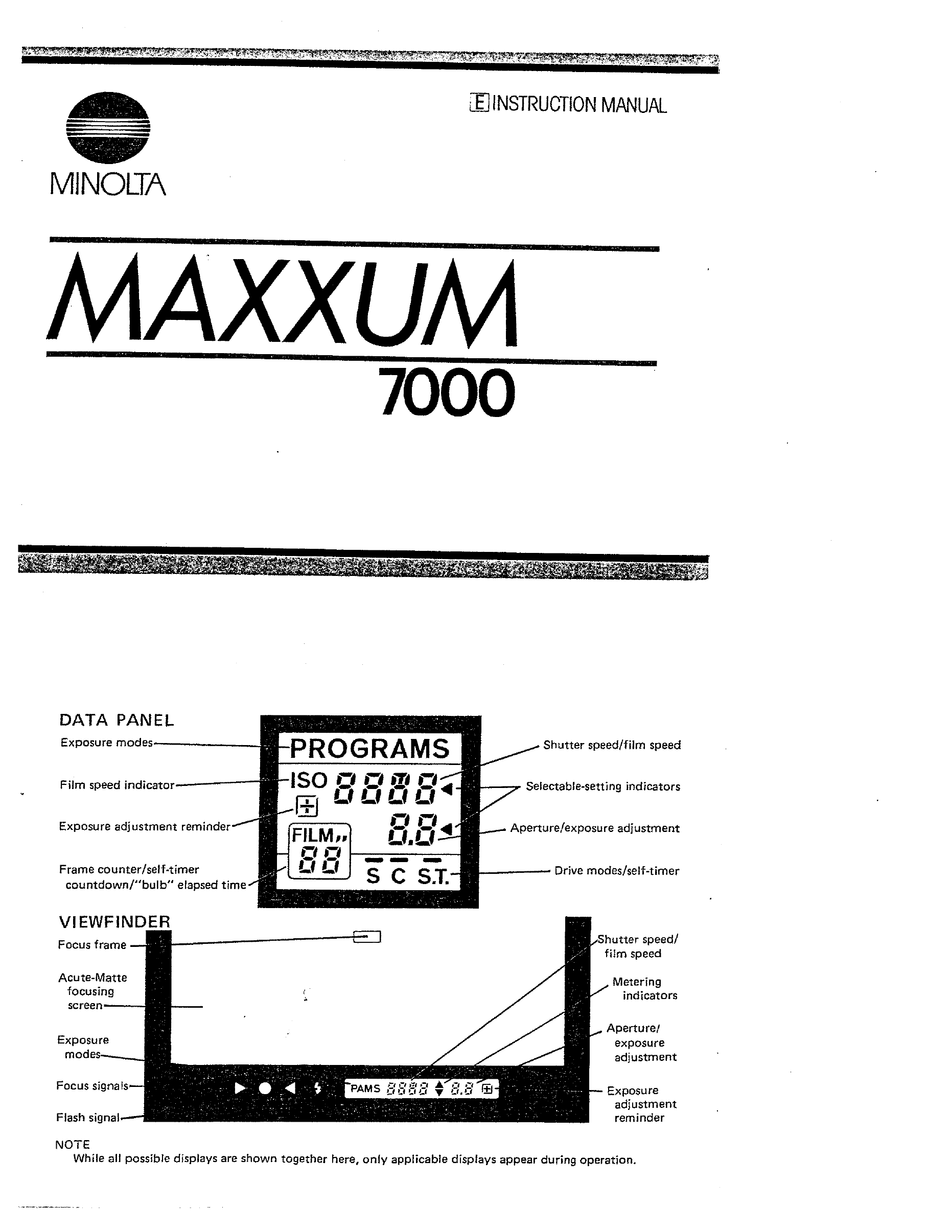 MINOLTA MAXXUM 7000 INSTRUCTION MANUAL Pdf Download ManualsLib