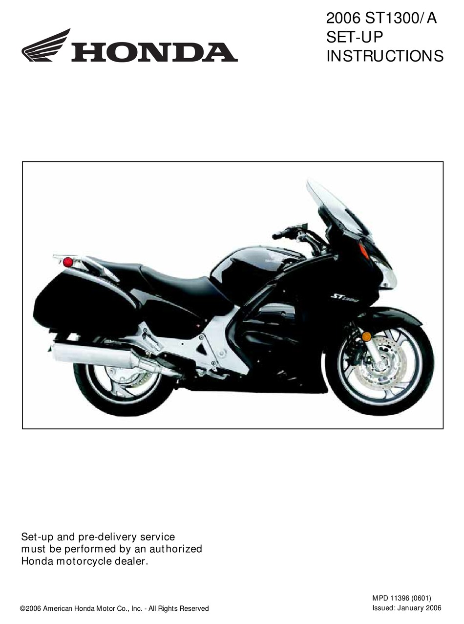 Honda St1300 2006 Setup Instructions Pdf Download Manualslib