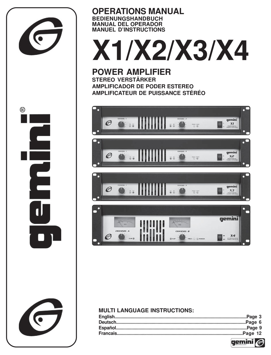 GEMINI X1 OPERATION MANUAL Pdf Download | ManualsLib