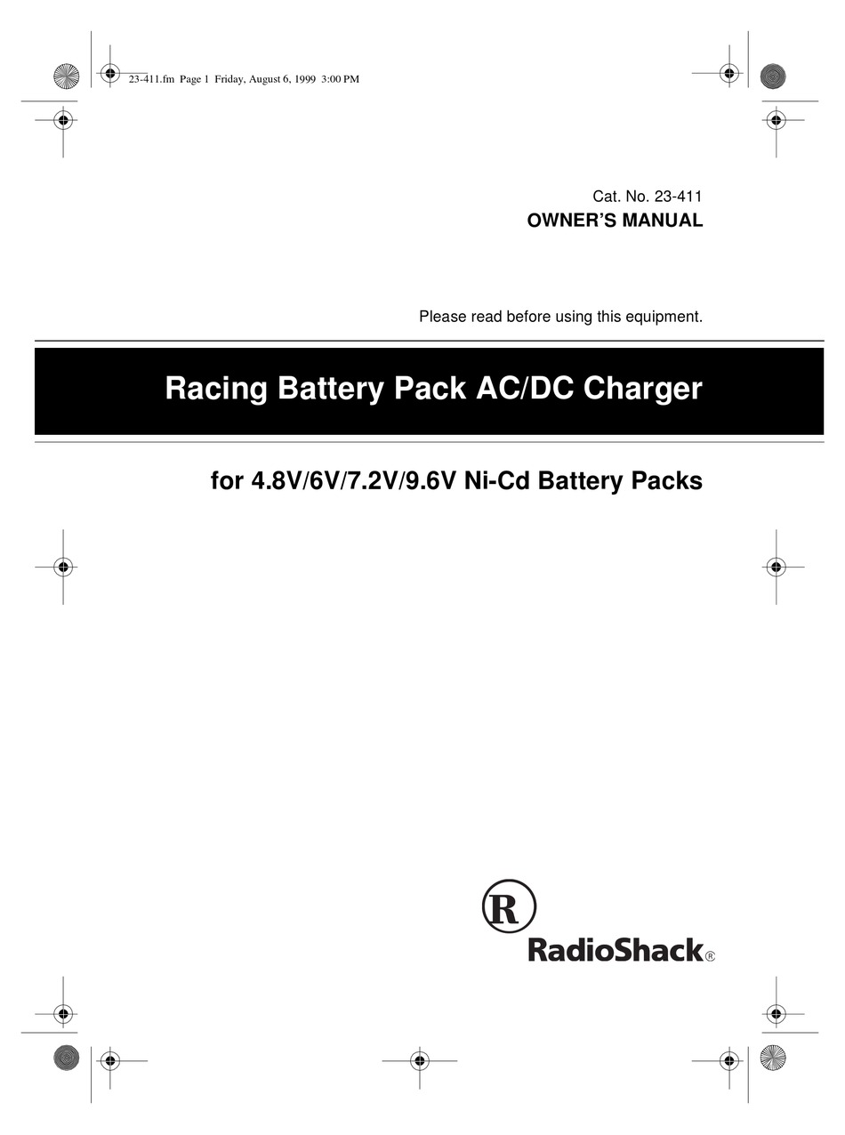 radio shack battery charger 23-2027 user manual