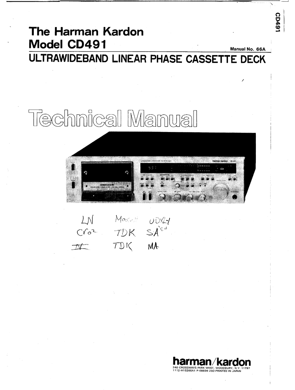 HARMAN KARDON CD491 TECHNICAL MANUAL 