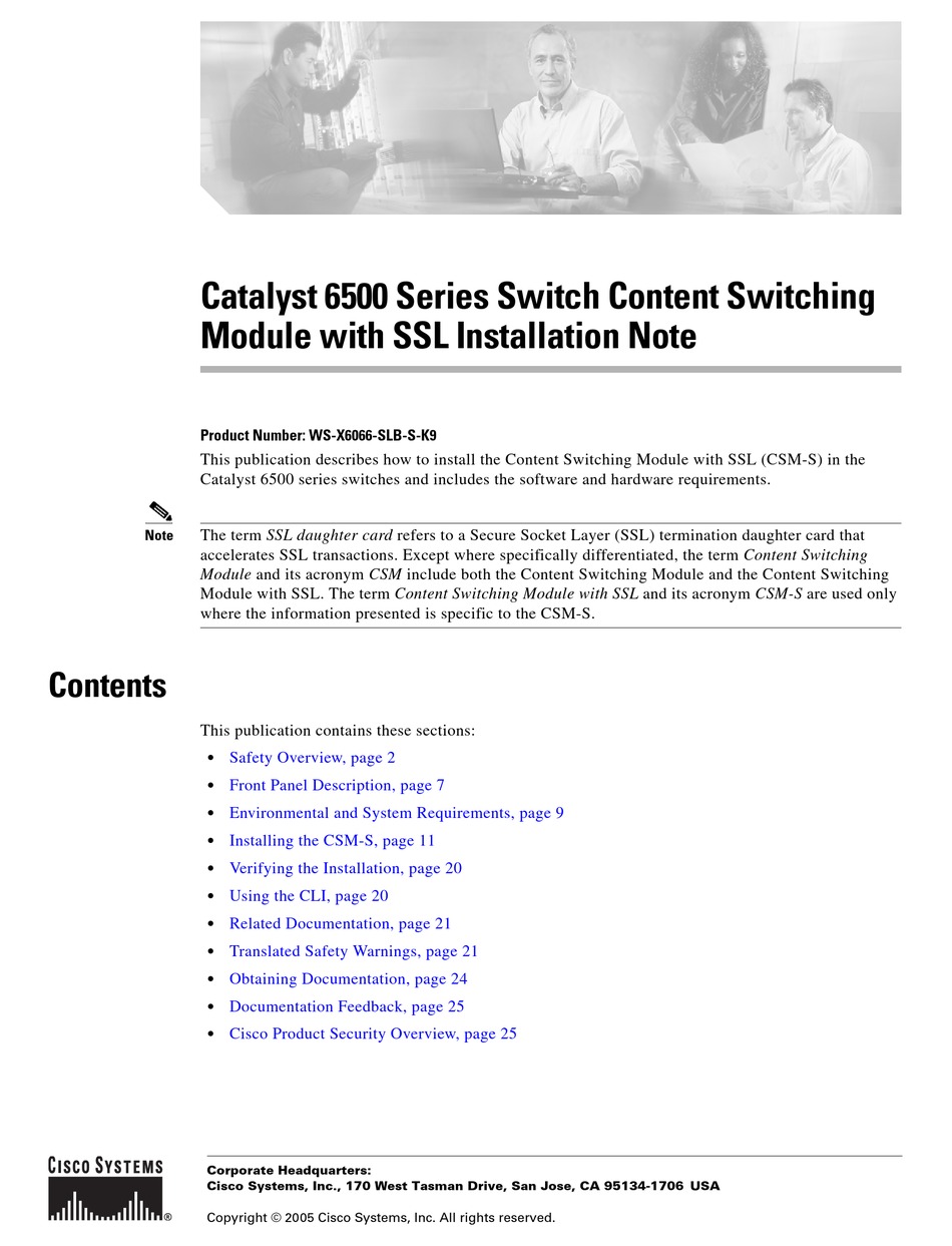 Cisco Catalyst 6500 Ws X6066 Slb S K9 Installation Note Pdf Download Manualslib