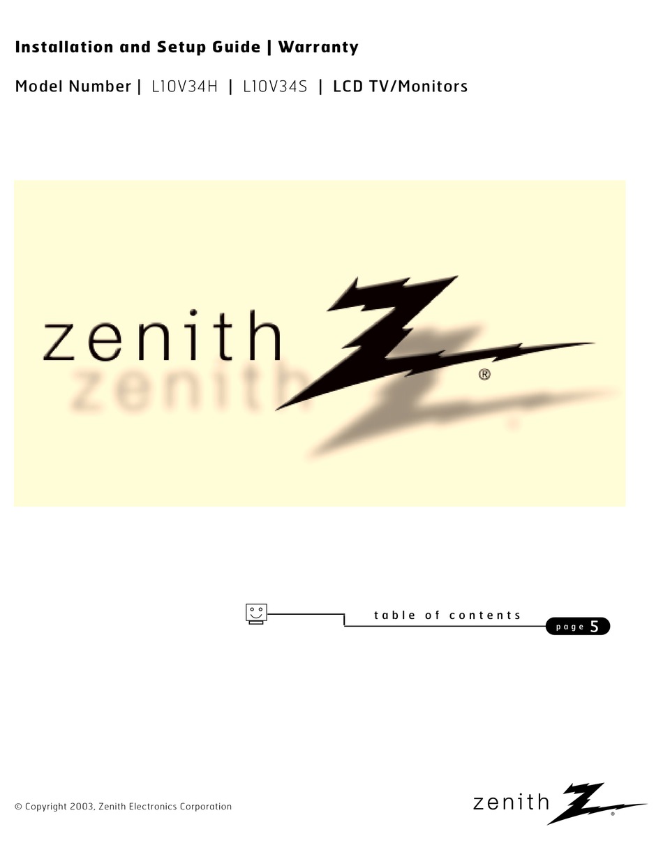 ZENITH L10V34H INSTALLATION AND SETUP MANUAL Pdf Download | ManualsLib