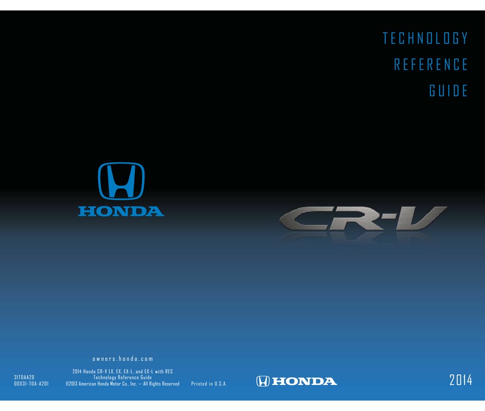 HONDA 2014 CRV TECHNOLOGY REFERENCE MANUAL Pdf Download ManualsLib