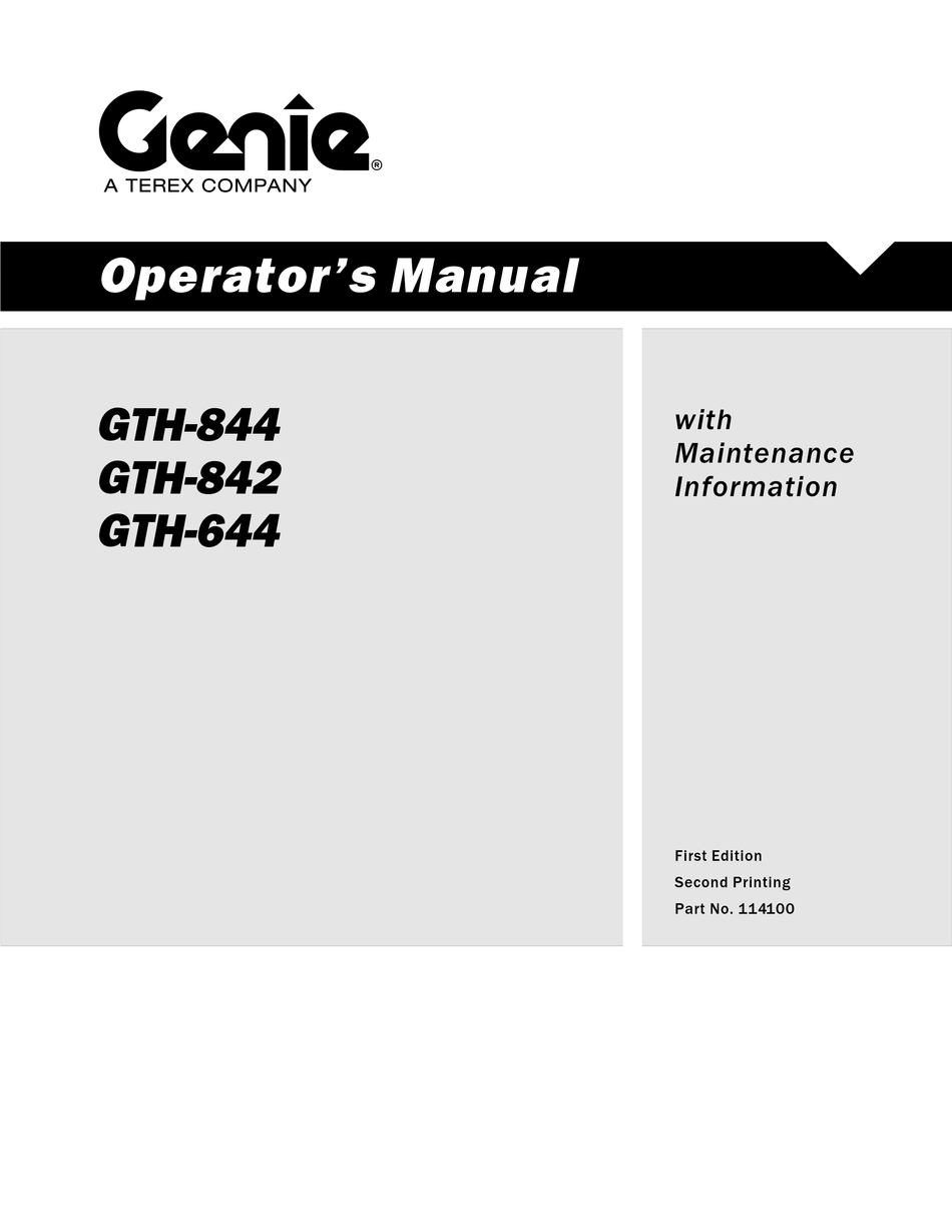 GENIE GTH-644 OPERATOR'S MANUAL Pdf Download | ManualsLib