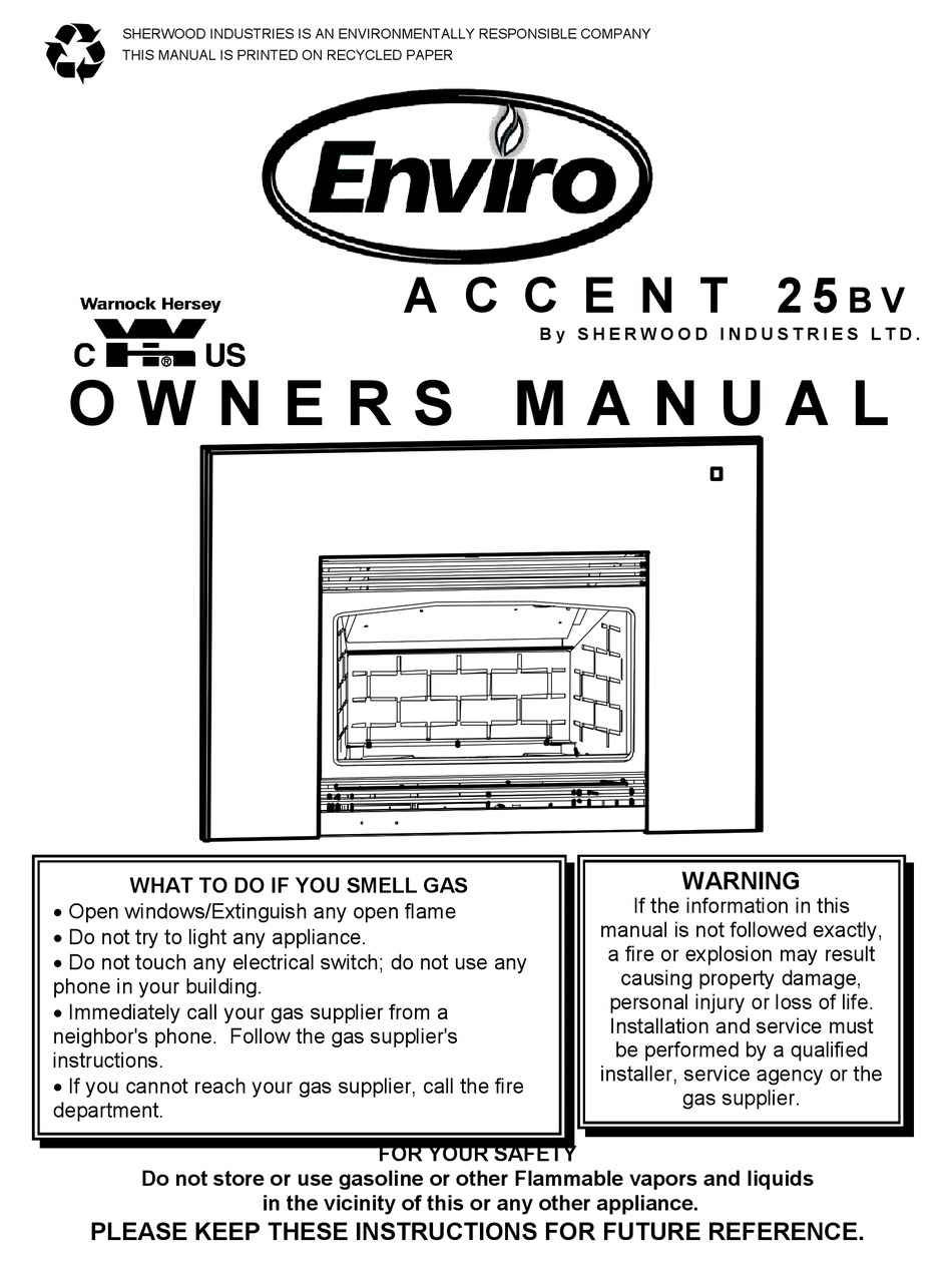 ENVIRO ACCENT 25BV OWNER'S MANUAL Pdf Download | ManualsLib
