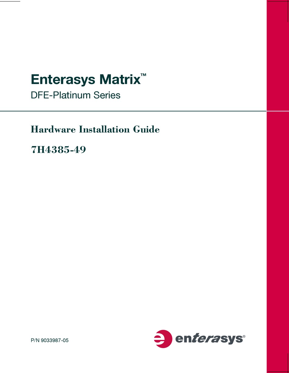 Enterasys Matrix 7h4385 49 Hardware Installation Manual Pdf Download Manualslib